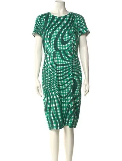 Pre-owned Lk Bennett Plaid Print Knee-length Dress In Green