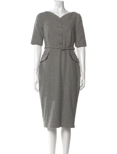 Pre-owned Lk Bennett Plaid Print Midi Length Dress In Multi