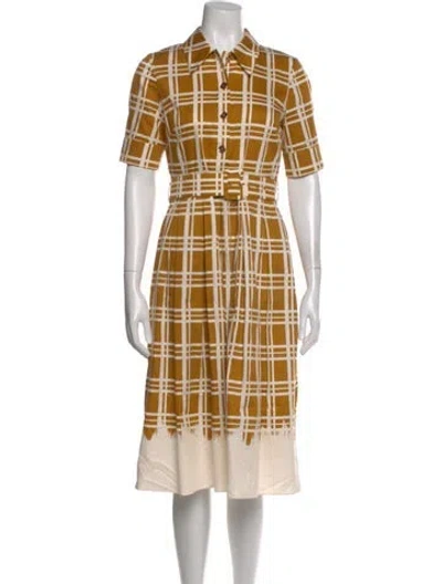 Pre-owned Lk Bennett Plaid Print Midi Length Dress In Multi