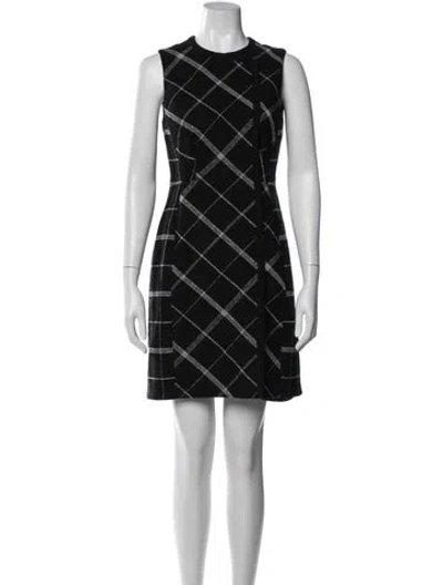 Pre-owned Lk Bennett Plaid Print Mini Dress In Black