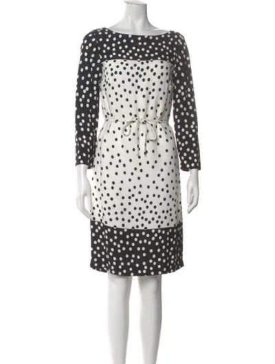 Pre-owned Lk Bennett Polka Dot Print Knee-length Dress In Black