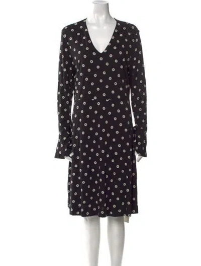 Pre-owned Lk Bennett Polka Dot Print Knee-length Dress In Black