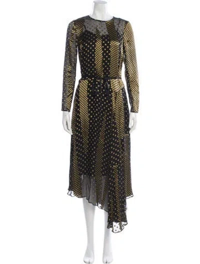 Pre-owned Lk Bennett Polka Dot Print Midi Length Dress In Black