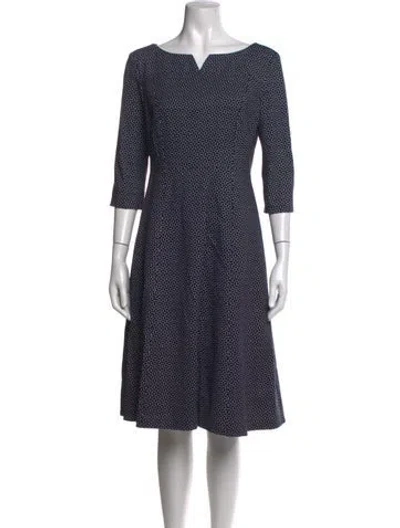 Pre-owned Lk Bennett Polka Dot Print Midi Length Dress In Blue/white