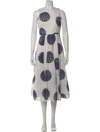 Pre-owned Lk Bennett Polka Dot Print Midi Length Dress In Neutral