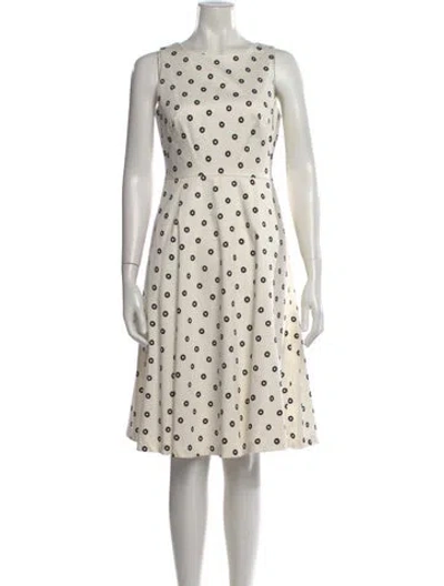 Pre-owned Lk Bennett Polka Dot Print Midi Length Dress In Neutral