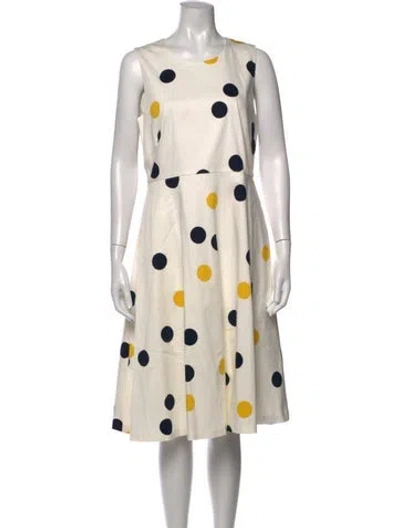 Pre-owned Lk Bennett Polka Dot Print Midi Length Dress In Neutrals