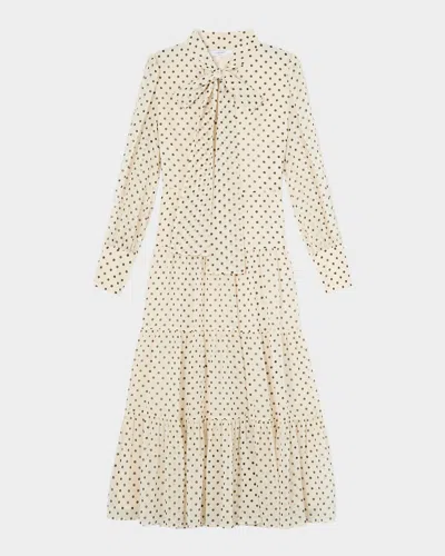 Lk Bennett Polly Tiered Polka-dot Midi Dress In Cream Multi