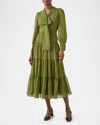 Lk Bennett Polly Swiss Dot Long Sleeve Tiered Dress In Multi