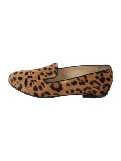 Pre-owned Lk Bennett Ponyhair Animal Print Flats In Brown
