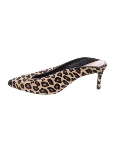 Pre-owned Lk Bennett Ponyhair Animal Print Mules In Neutrals