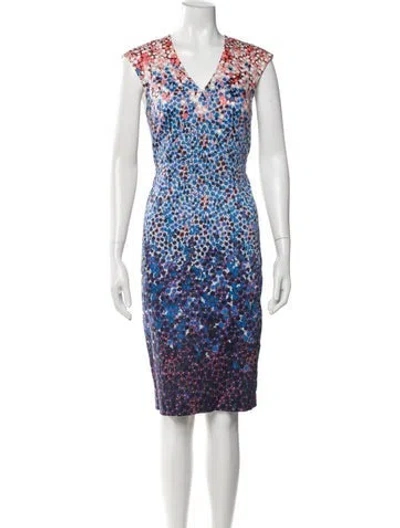 Pre-owned Lk Bennett Printed Knee-length Dress In Blue