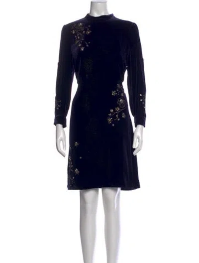 Pre-owned Lk Bennett Printed Knee-length Dress In Blue