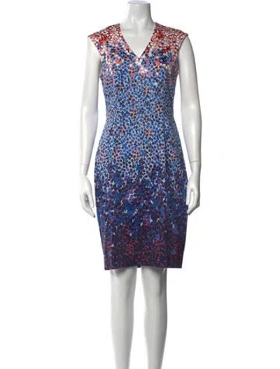 Pre-owned Lk Bennett Printed Knee-length Dress In Blue
