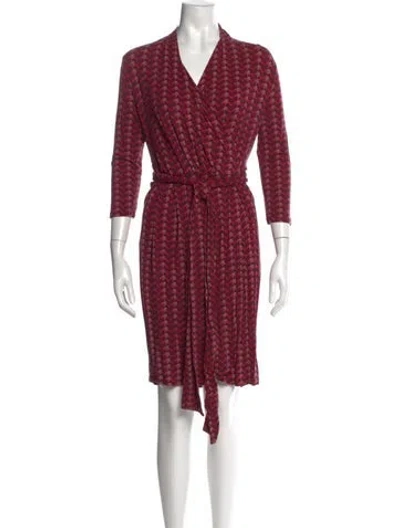 Pre-owned Lk Bennett Printed Knee-length Dress In Burgundy