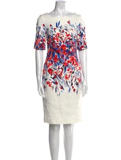 Pre-owned Lk Bennett Printed Knee-length Dress In White