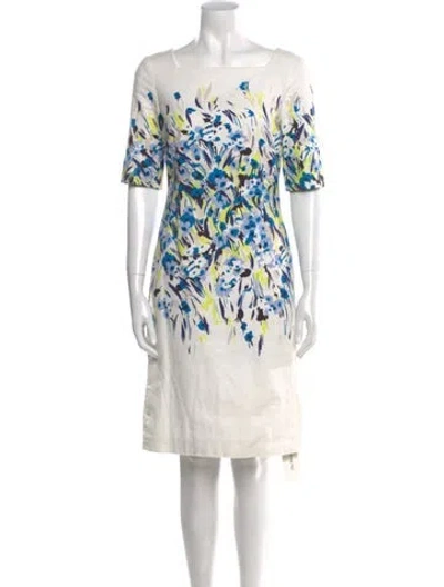 Pre-owned Lk Bennett Printed Knee-length Dress In White