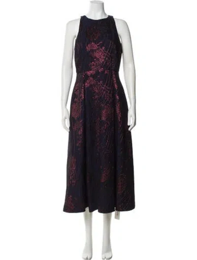 Pre-owned Lk Bennett Printed Long Dress In Blue