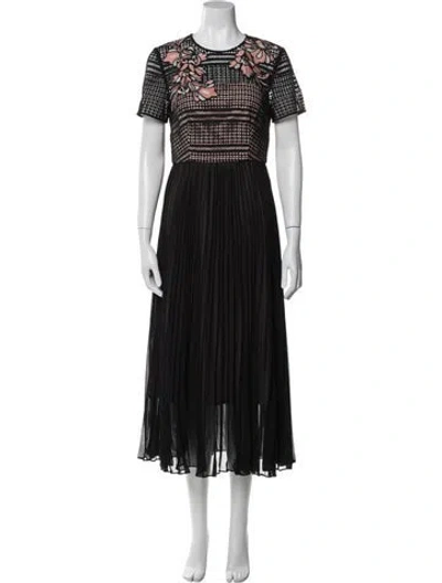 Pre-owned Lk Bennett Printed Long Dress W/ Tags In Black