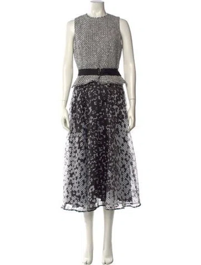 Pre-owned Lk Bennett Printed Long Dress In White