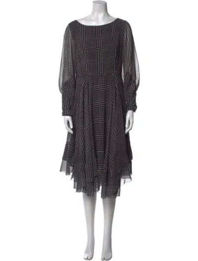 Pre-owned Lk Bennett Printed Midi Length Dress In Black
