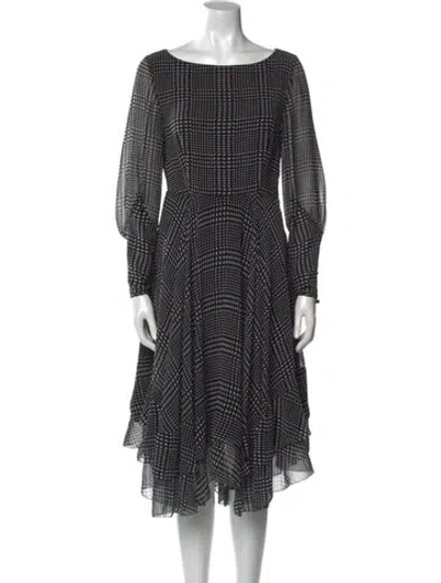 Pre-owned Lk Bennett Printed Midi Length Dress In Black