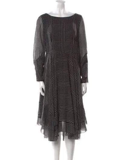 Pre-owned Lk Bennett Printed Midi Length Dress In Black