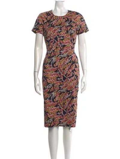 Pre-owned Lk Bennett Printed Midi Length Dress In Black