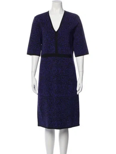 Pre-owned Lk Bennett Printed Midi Length Dress In Blue