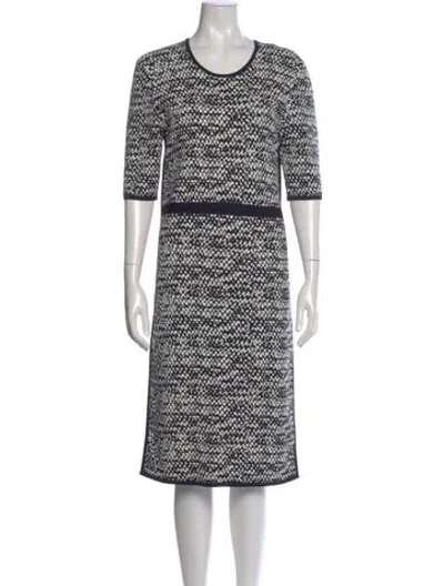 Pre-owned Lk Bennett Printed Midi Length Dress In Blue