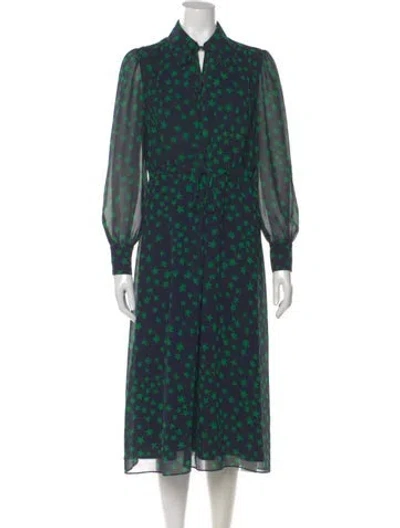 Pre-owned Lk Bennett Printed Midi Length Dress In Blue