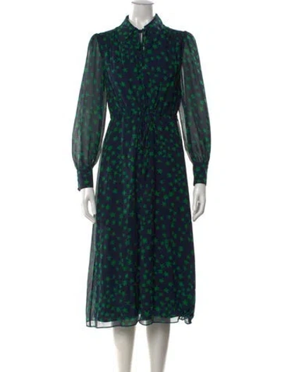 Pre-owned Lk Bennett Printed Midi Length Dress In Blue