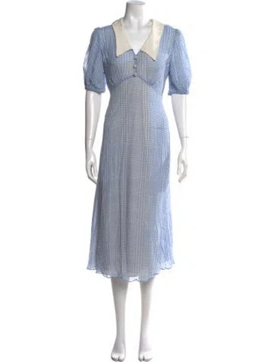 Pre-owned Lk Bennett Printed Midi Length Dress In Blue