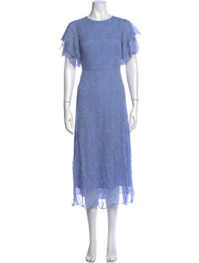 Pre-owned Lk Bennett Printed Midi Length Dress In Blue