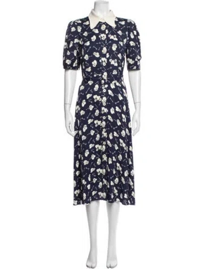 Pre-owned Lk Bennett Printed Midi Length Dress In Blue
