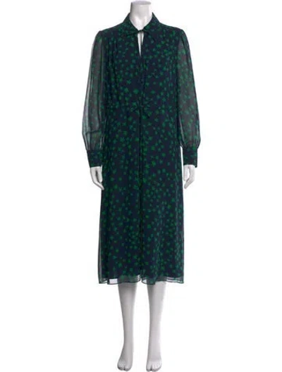 Pre-owned Lk Bennett Printed Midi Length Dress In Blue