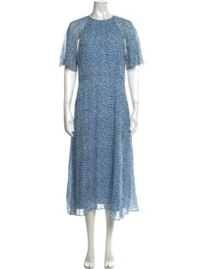 Pre-owned Lk Bennett Printed Midi Length Dress In Blue