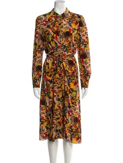 Pre-owned Lk Bennett Printed Midi Length Dress In Brown