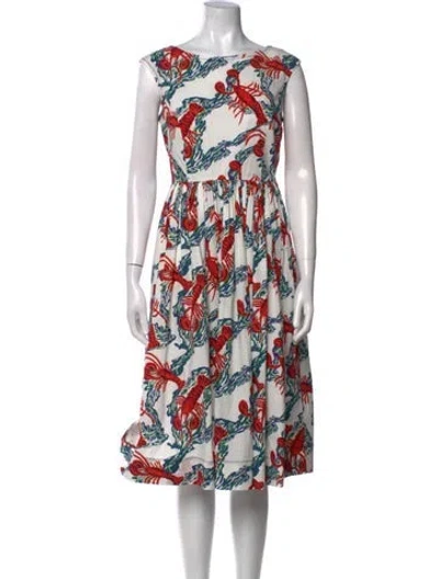 Pre-owned Lk Bennett Printed Midi Length Dress In Multi