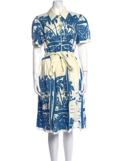 Pre-owned Lk Bennett Printed Midi Length Dress In Neutrals