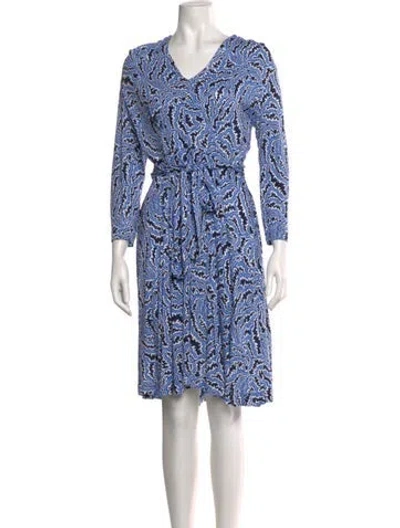 Pre-owned Lk Bennett Printed Mini Dress W/ Tags In Blue