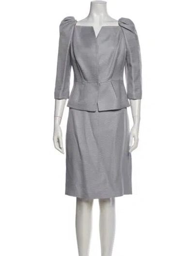Pre-owned Lk Bennett Printed Skirt Suit In Gray