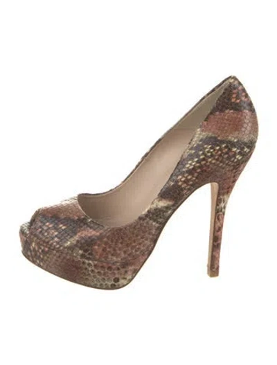 Pre-owned Lk Bennett Python Animal Print Pumps In Brown