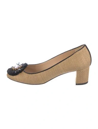 Pre-owned Lk Bennett Raffia Patterned Pumps In Neutral