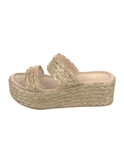Pre-owned Lk Bennett Raffia Slides In Neutrals