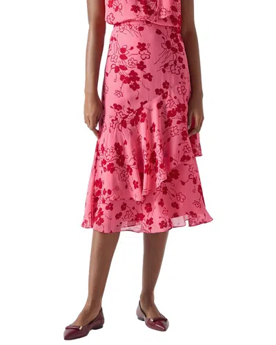 Lk Bennett Womens Mul-pink Rhoda Floral-print Tiered Midi Skirt