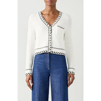 Lk Bennett River Boxy Cotton Blend Cardigan In Cream Multi