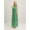 Lk Bennett Robyn Dot Print Tie Neck Maxi Dress In Green