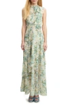 LK BENNETT ROBYN FLORAL METALLIC DOT SILK BLEND DRESS