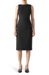 Lk Bennett Rosa Piqué Sleeveless Sheath Dress In Black